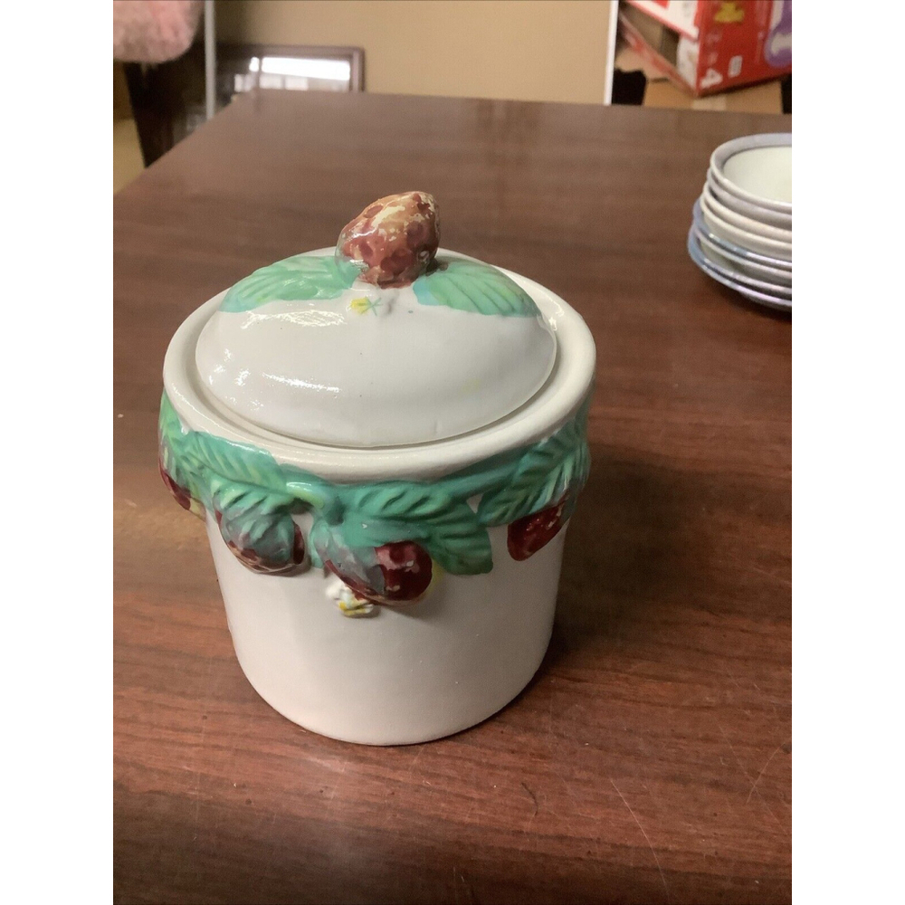 Vintage Jelly Jar Strawberry Hand Painted
